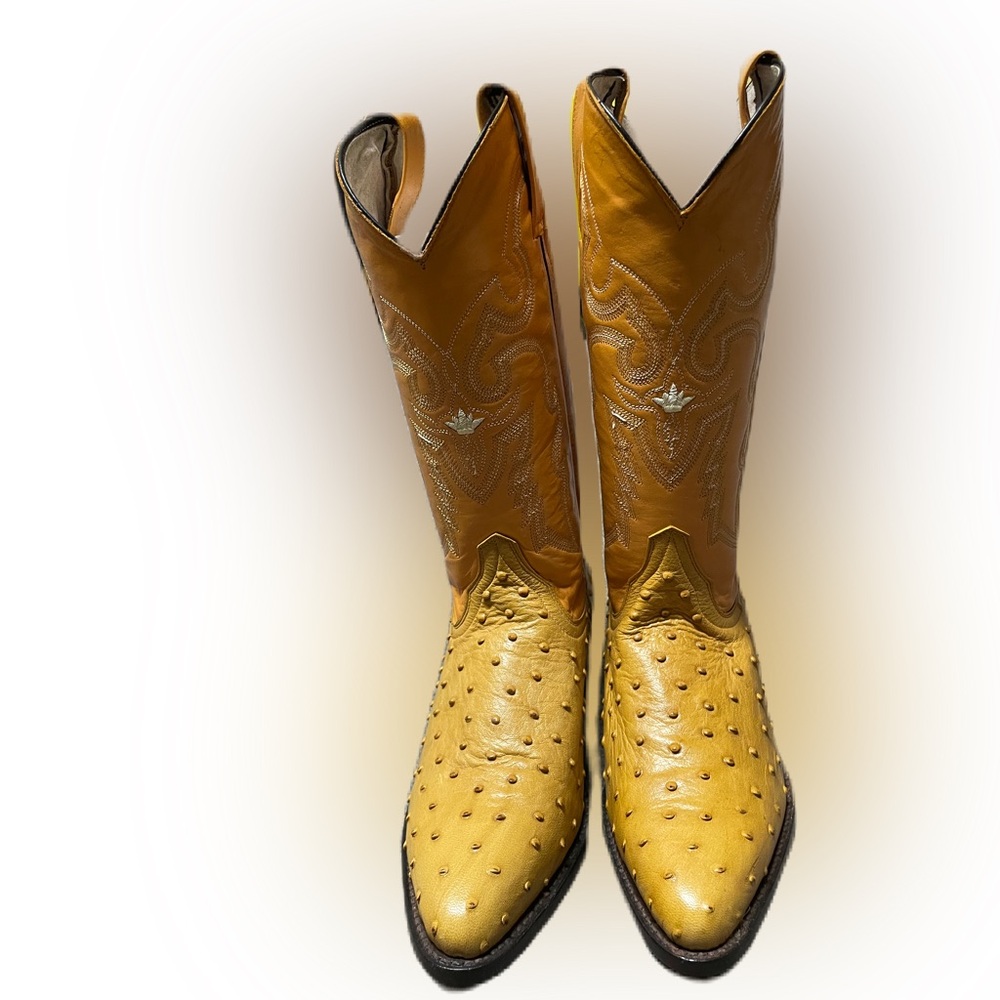 Lejanoeste Men's Yellow Ostrich Cowboy boots